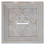 DKP60-BA Avantgarde White with Gold PVC Ceiling Panel 60×60 cm image 0