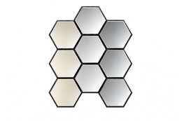 Silver Hexagon Mirror Wall Panel HS-075-2
