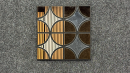 Bronze & Silver Art Deco Geometric Mirror Wall Panel J01TQ12-1