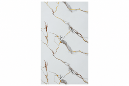 Luxury White Calacatta Marble Effect PVC Wall Panel with Gold & Grey Veining – PVC-17