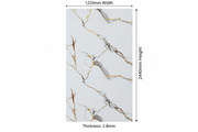 Luxury White Calacatta Marble Effect PVC Wall Panel with Gold & Grey Veining – PVC-17