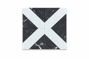Black & White Marble Effect Geometric Cross Design Design Design Self-Adhesive Mirror Wall Panel SAM-305