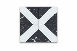 Black & White Marble Effect Geometric Cross Design Design Design Self-Adhesive Mirror Wall Panel SAM-305