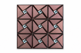 Dusty Pink Crystal Detail Design Self-Adhesive Mirror Wall Panel SAM-183