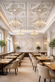DK90-BA White with Gold Square Palace Ceiling 90×90 cm image 1