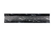 Black Marble Effect Decorative Skirting Board with Silver Greek Key Design DS94-SM