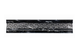 Black Marble Effect Decorative Skirting Board with Silver Greek Key Design DS94-SM